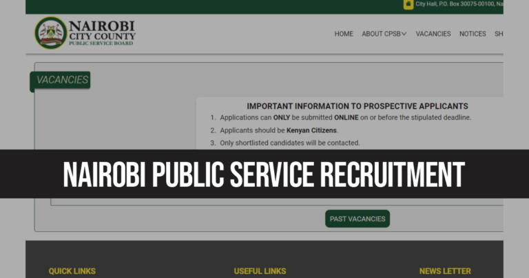 Nairobi Public Service Recruitment 2024/2025 Job Vacancies Portal